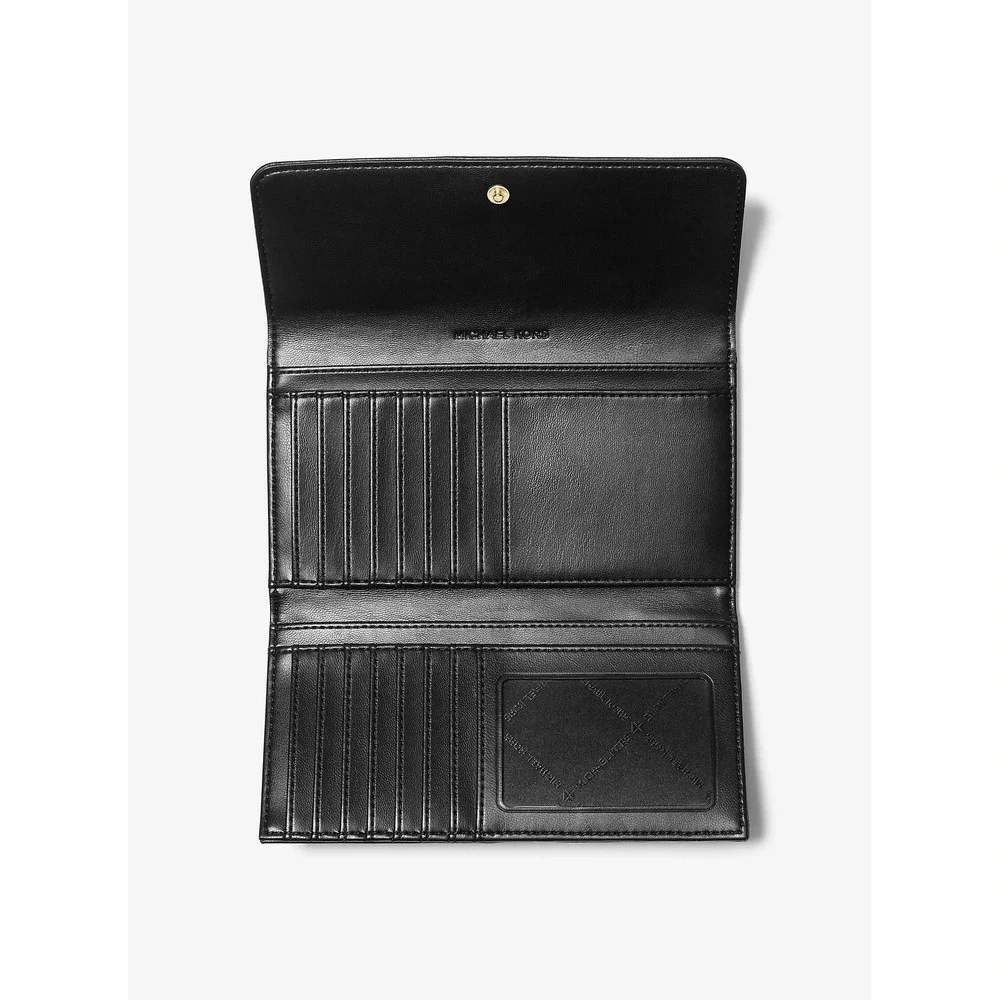 Michael Kors Jet Set Travel Large‎ Quilted Tri-Fold Wallet Black NWT